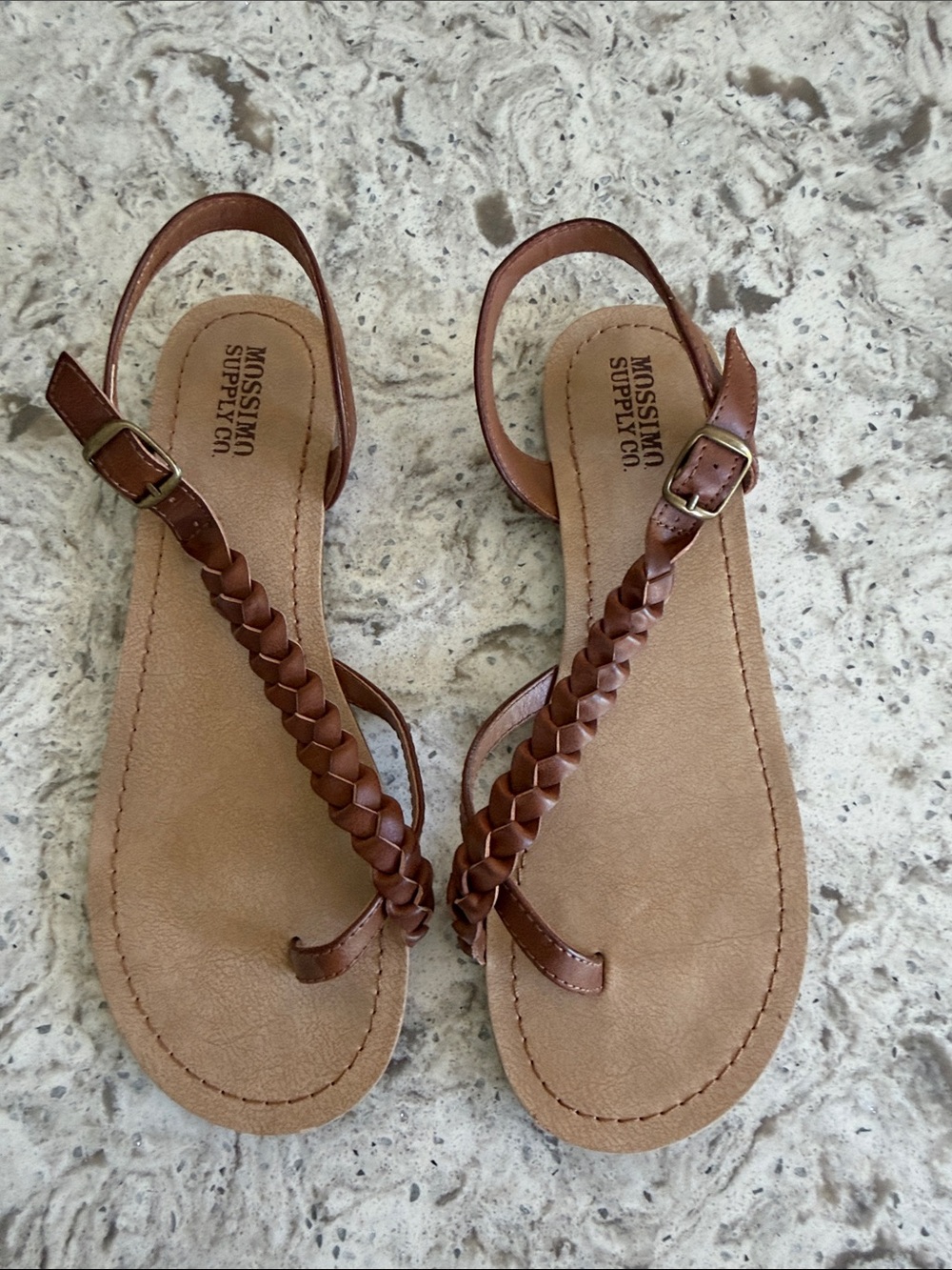Mossimo Supply Co. Women's Brown Braided T-Strap Sandals - Picture 6 of 6
